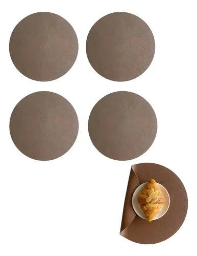Set de 4 Manteles Individuales Redondos de Piel Sintética