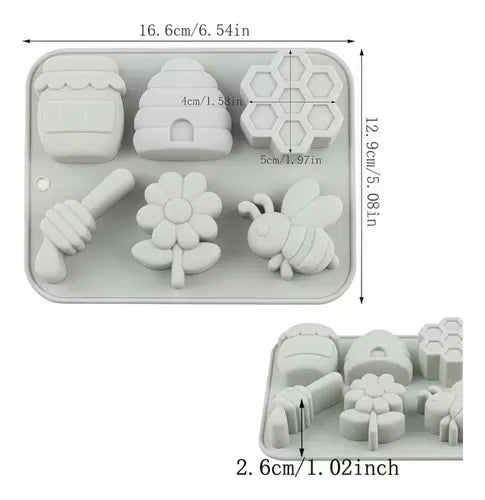 Molde de Silicona Abejas y Panal de Miel para Resina, Velas y Repostería