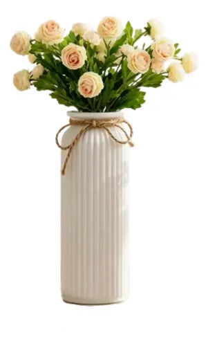Florero Jarrón Decorativo Blanco Estilo Nórdico con Lazo