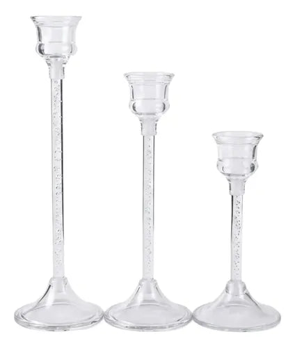 Set de 3 Candelabros de Acrílico Transparente para Mesa