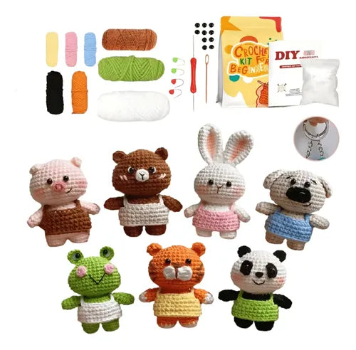 Kit de Crochet para Tejer 7 Animales Amigurumi Principiante