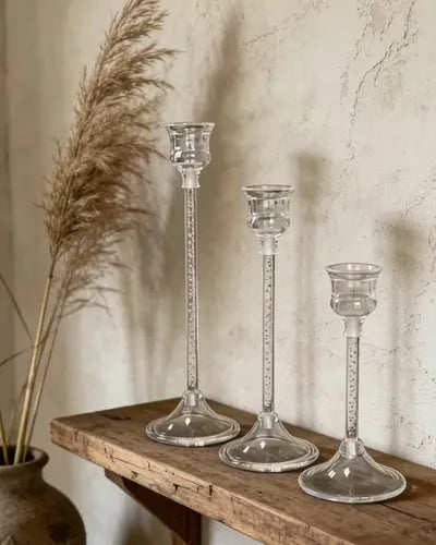 Set de 3 Candelabros de Acrílico Transparente para Mesa