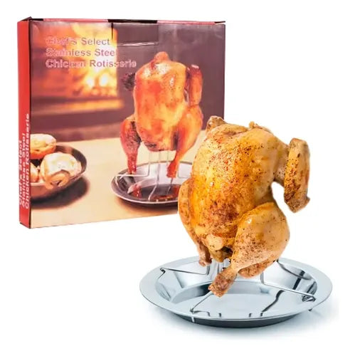 Soporte Vertical de Acero Inoxidable para Asar Pollo