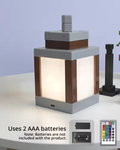 Lámpara Farol de Pared Pixelada Minecraft RGB Recargable