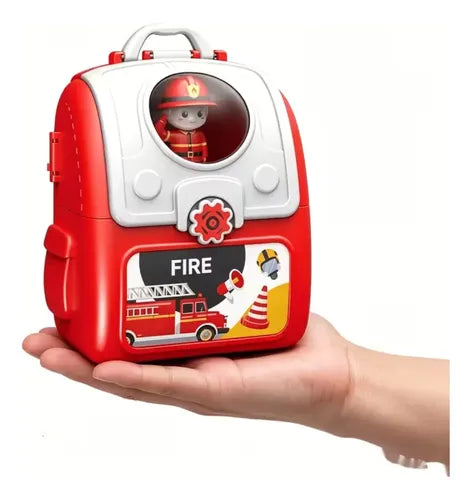 Kit de Rescate Estación de Bomberos Portátil con Mini Figura