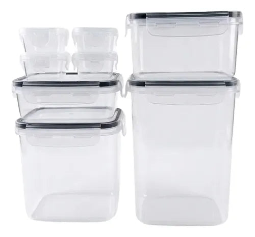 Set de 8 Recipientes Herméticos para Alimentos con Tapas