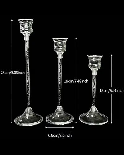 Set de 3 Candelabros de Acrílico Transparente para Mesa