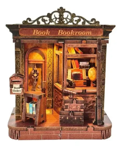 Kit de Librería Miniatura 3D de Madera para Armar