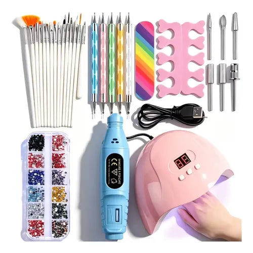 Kit de Manicura Lámpara LED y Torno Eléctrico para Uñas