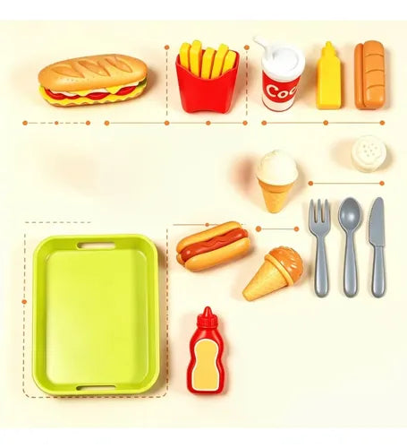 Set de Juguetes de Comida Rápida con Maleta Infantil