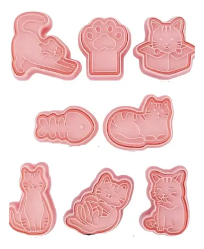 Set de 8 Cortadores de Galletas con Sello Gato y Huella
