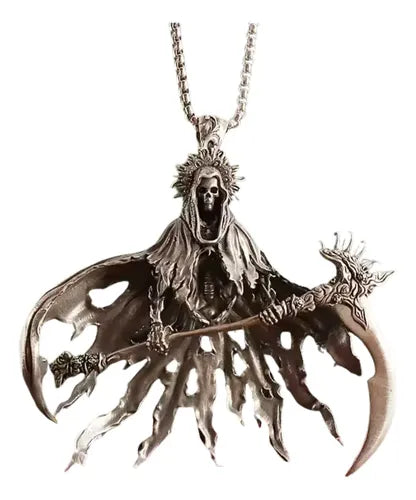 Collar Con Dije De La Muerte Calavera Y Guadaña Gótico Punk