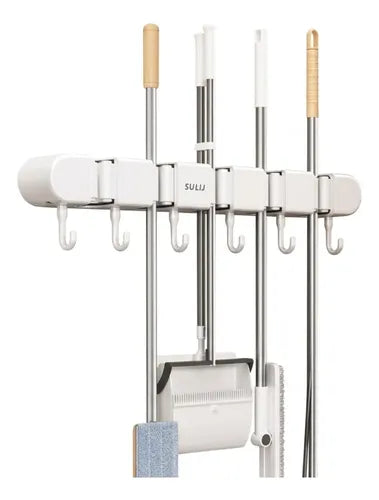 Organizador de Pared para Escobas y Trapeadores 5 Clips