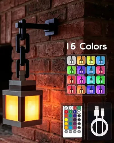 Lámpara Farol de Pared Pixelada Minecraft RGB Recargable