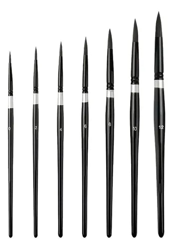 Set de 7 Pinceles Punta Redonda para Acuarela y Gouache