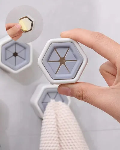 Set de 5 Ganchos Hexagonales para Toallas Soporte de Presión
