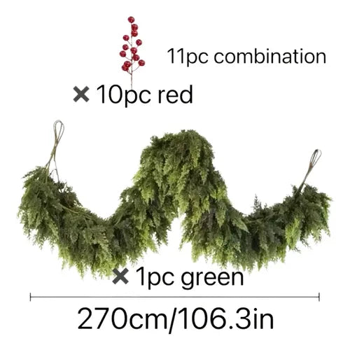 Guirnalda de Pino Artificial con Bayas Rojas 270 cm