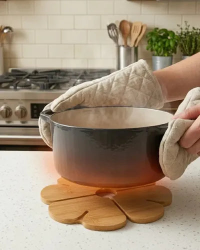 Tapete Para Sostener Platos Y Ollas Calientes Forma Trebol Marrón Claro Trébol