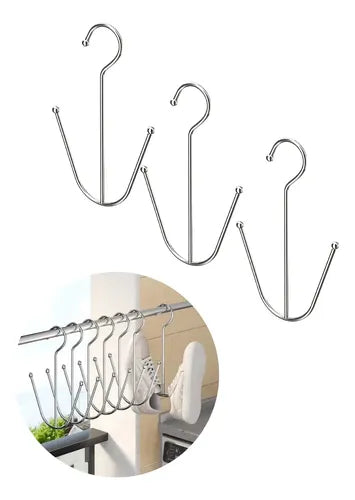 Set de 3 Ganchos Colgador Doble para Zapatos de Acero Inoxidable