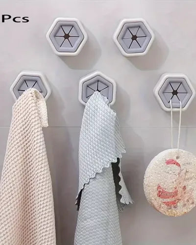 Set de 5 Ganchos Hexagonales para Toallas Soporte de Presión