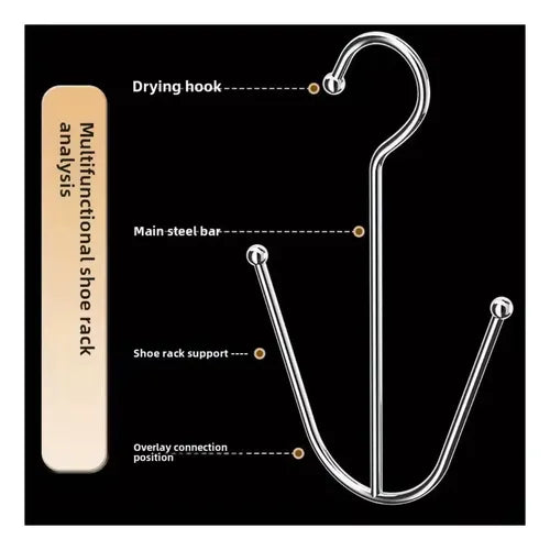 Set de 3 Ganchos Colgador Doble para Zapatos de Acero Inoxidable