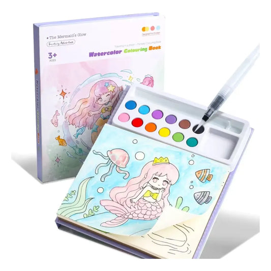Libro Mágico de Acuarela para Pintar con Pincel – Diseño de Sirena para Niñas