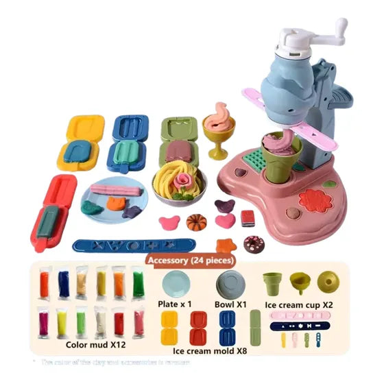 Fábrica de helados de plastilina, set de juego de 24 piezas marca JCToys