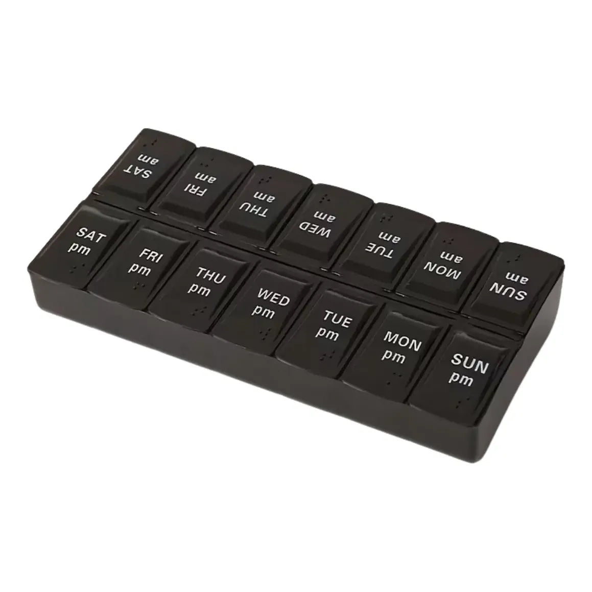 Pastillero Organizador de 14 Compartimentos con Braille – Marca Hetuzi