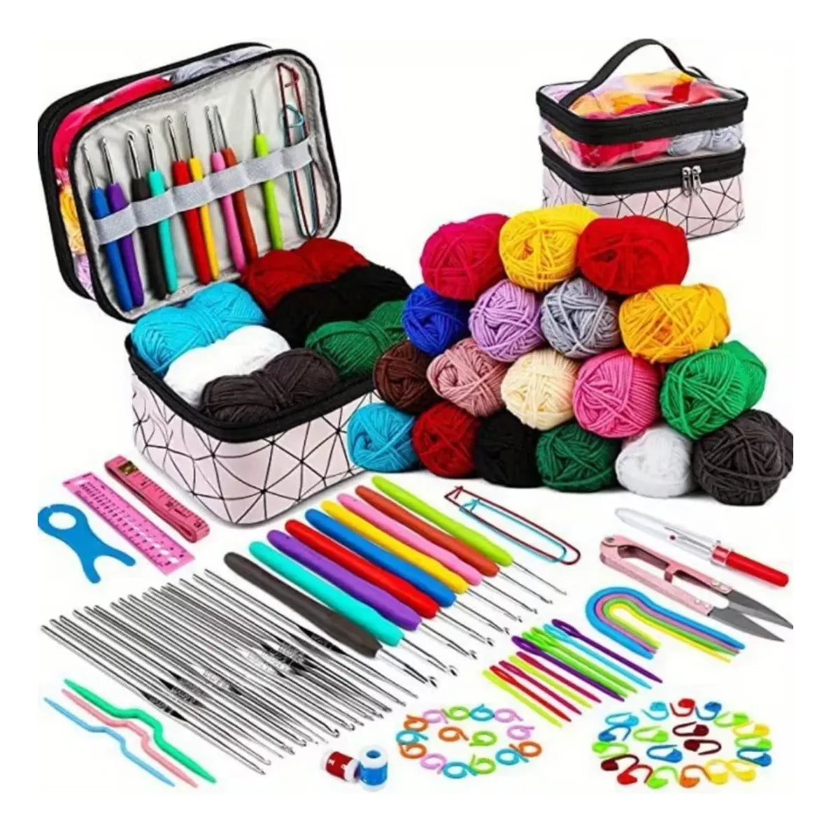 Kit de Crochet y Agujas para Tejer con Estuche – 105 Piezas