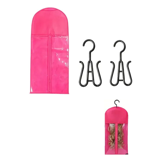 Organizador rosa para pelucas y extensiones de la marca SBT, kit de 3 piezas