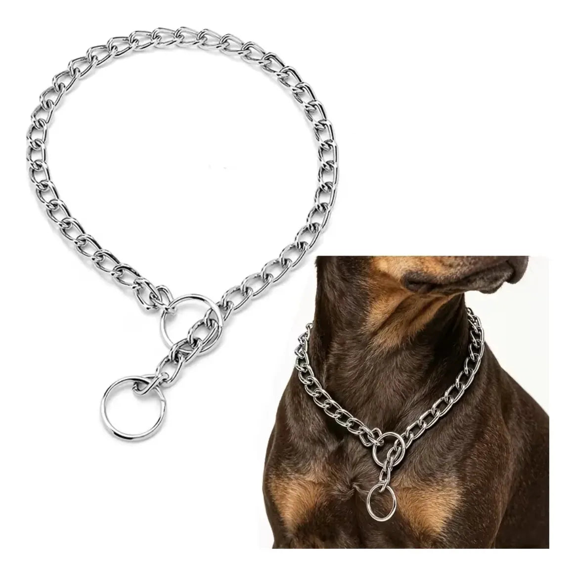 Collar Cadena Metálico Tipo Ahorcador para Perros Grandes