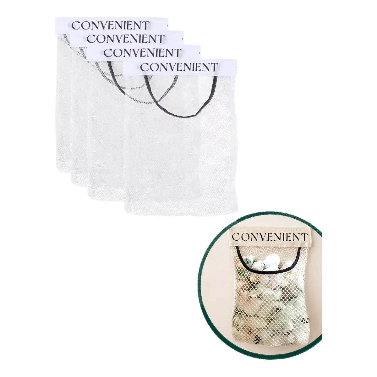 Organizador Colgante de Malla para Bolsas de Basura – Blanco