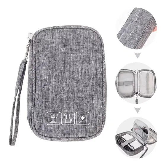 Estuche organizador de cables, cargadores y audífonos en nylon