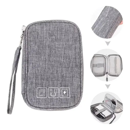 Estuche organizador de cables, cargadores y audífonos en nylon