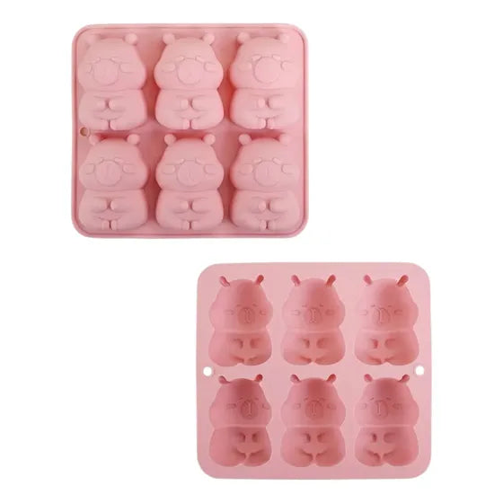 Molde de silicona chigüire de 6 cavidades para velas, repostería y jabones