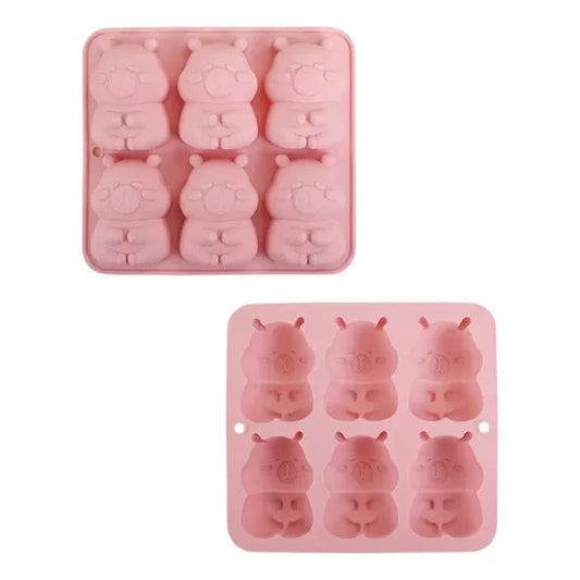 Molde de silicona chigüire de 6 cavidades para velas, repostería y jabones