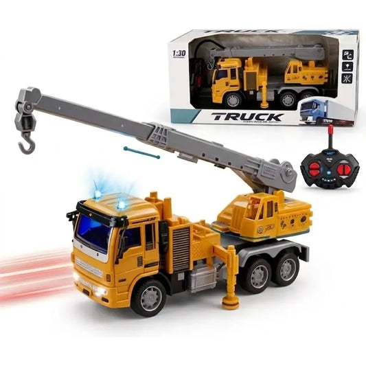 Camión Grúa de Construcción a Control Remoto con Luces – Amarillo