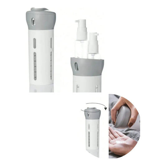 Dispensador de Jabón y Champú 4 en 1 Portátil para Viaje – Blanco