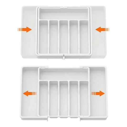 Organizador de Cajones de Cocina de Plástico Ajustable – Blanco