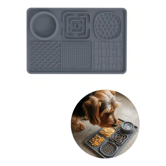 Tapete Alfombra Lamer Comedero Lento para Perros y Gatos – Gris