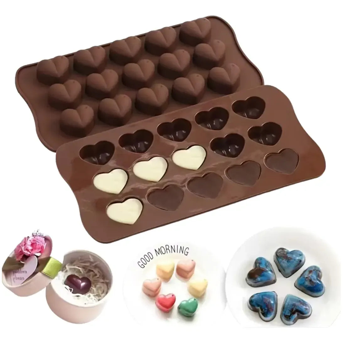 Molde de Silicona 15 Corazones para Repostería y Jabón – Marca FeiFurniture