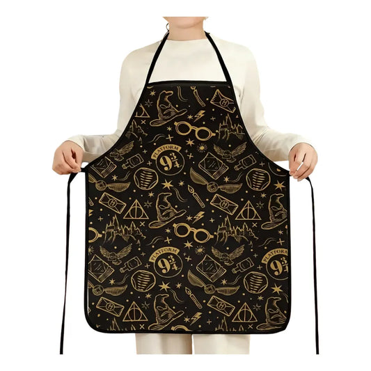 Delantal de Cocina Harry Potter Hogwarts – Poliéster, Negro Liso