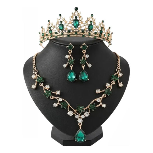 Set de Corona, Collar y Zarcillos para Fiesta y Graduación