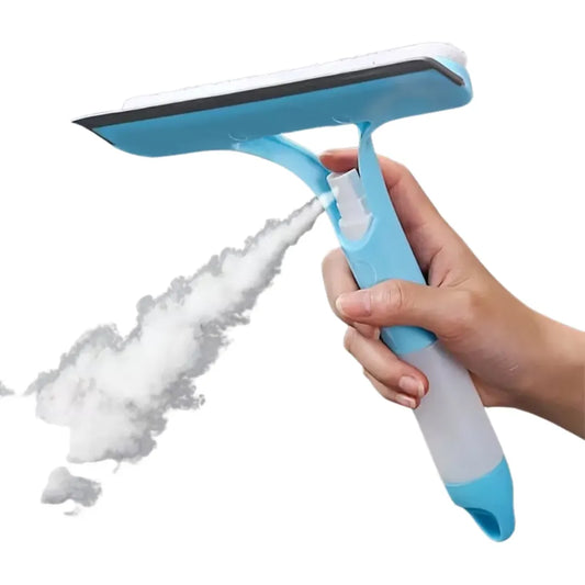 Limpiador de Ventanas 3 en 1 con Rociador y Escobilla – Azul