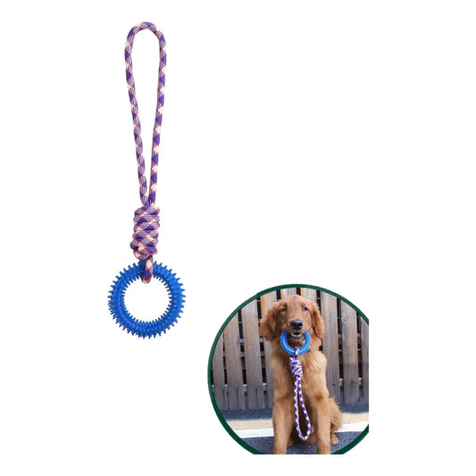 Juguete Mordedor con Cuerda y Anillo de Goma para Perros