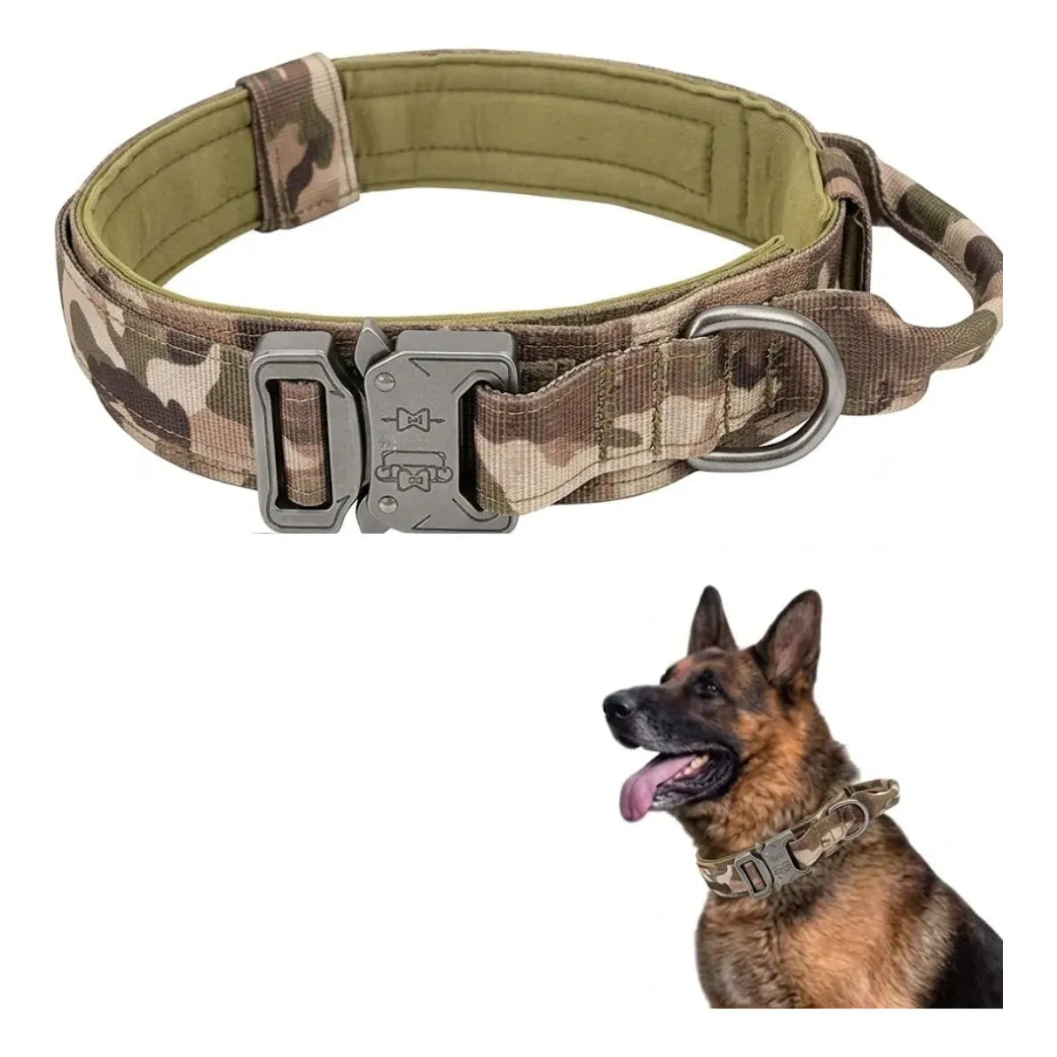 Collar Táctico de Alta Resistencia para Perros – Verde Militar