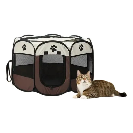 Corral octogonal plegable en poliéster para mascotas y cachorros