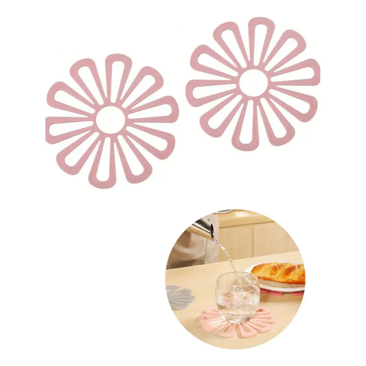Protector Térmico de Mesa de Silicona Gruesa Diseño Rosas (Set de 2)