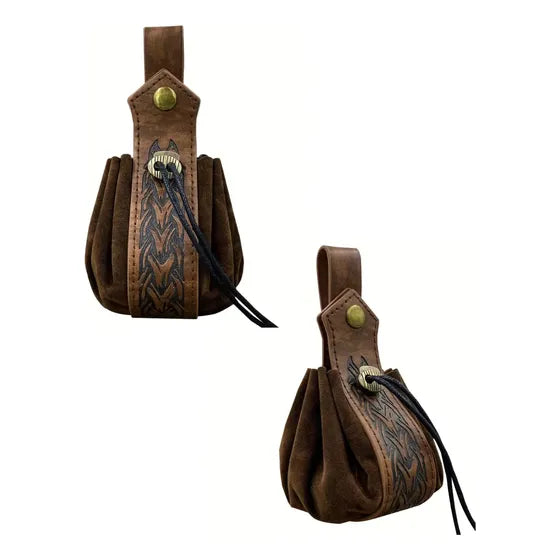 Morral de cintura de estilo vintage con diseño vikingo en cuero sintético