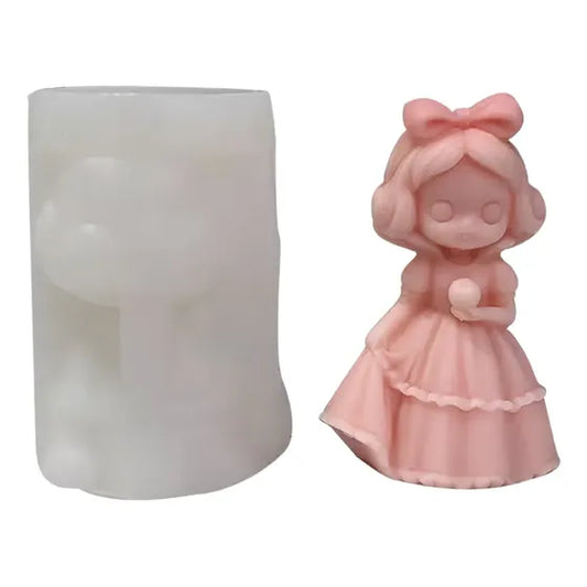 Molde de silicona con forma de muñeca princesa para velas y resina.